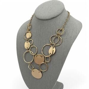Lane Bryant Goldtone Necklace Organic Circles Double Strand Fashion Jewelry